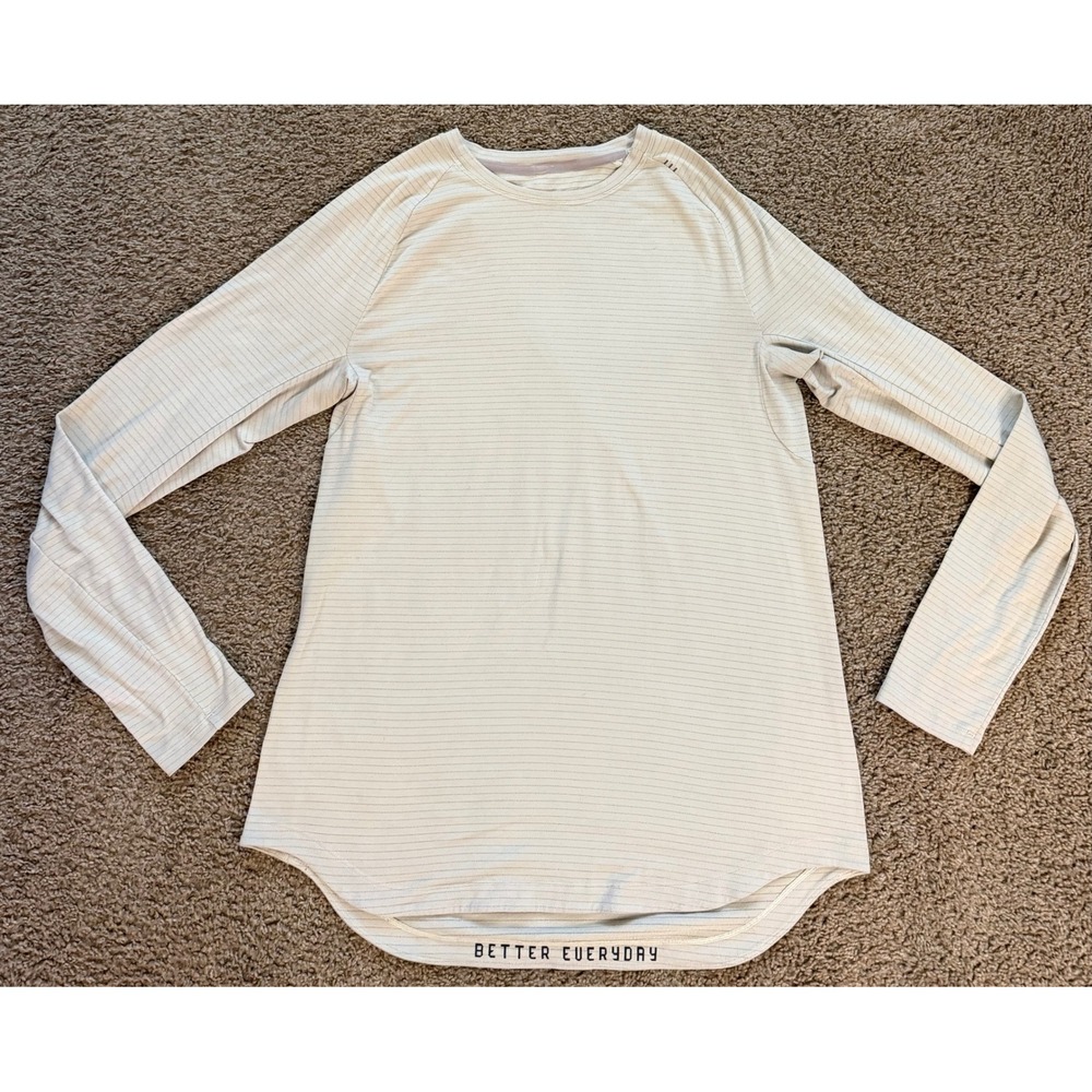 Lululemon Metal Vent Tech Long Sleeve Shirt Mens Grey Stripe Better Everyday